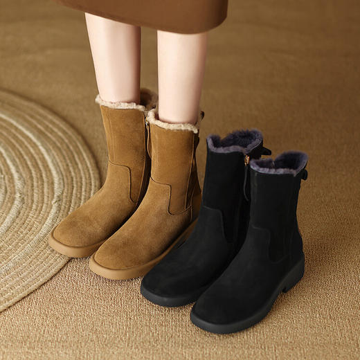 短靴软底低跟真皮真毛保暖雪地靴雪地靴BT--8587 商品图1