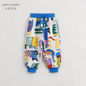 马克珍妮春秋新款 男童超舒棉动物满印运动裤 儿童运动裤 232109
