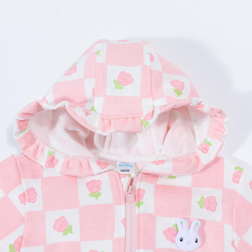 贝贝怡儿童外套女童拉链百搭2024新款春装休闲连帽外衣外套 商品图4