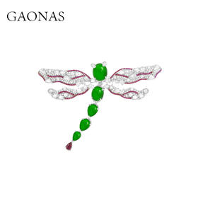 GAONAS 925银合成锆石胸针 帝王绿高珠设计国风蜻蜓胸针10302ZG