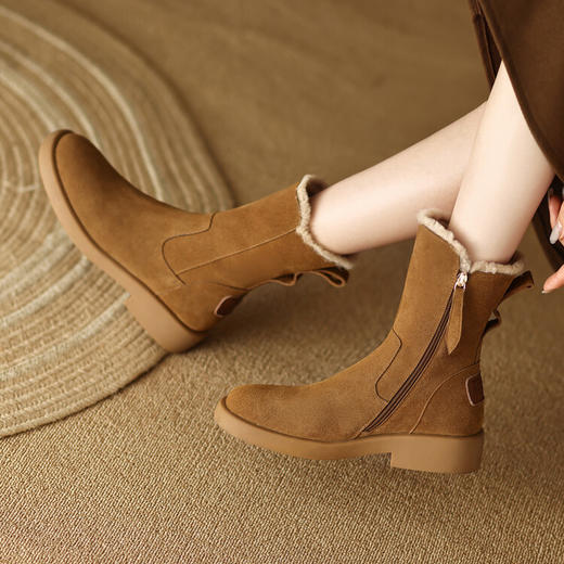 短靴软底低跟真皮真毛保暖雪地靴雪地靴BT--8587 商品图0