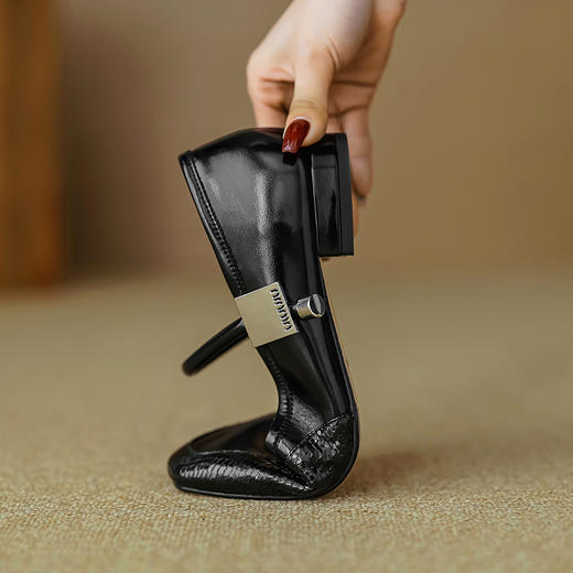 春季新款，真皮拼色浅口低跟单鞋HB-1021 商品图10