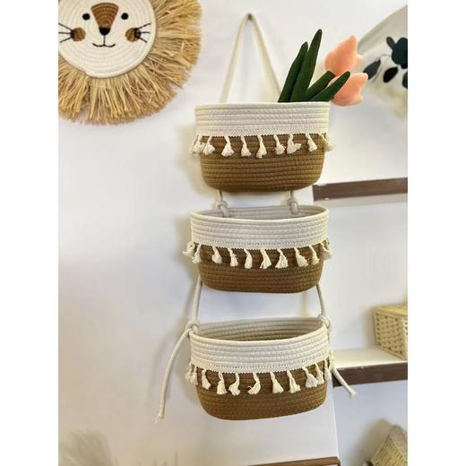 可爱圣诞树创意储物手工家用三连挂门后装饰口罩钥匙流苏三层挂篮 商品图7