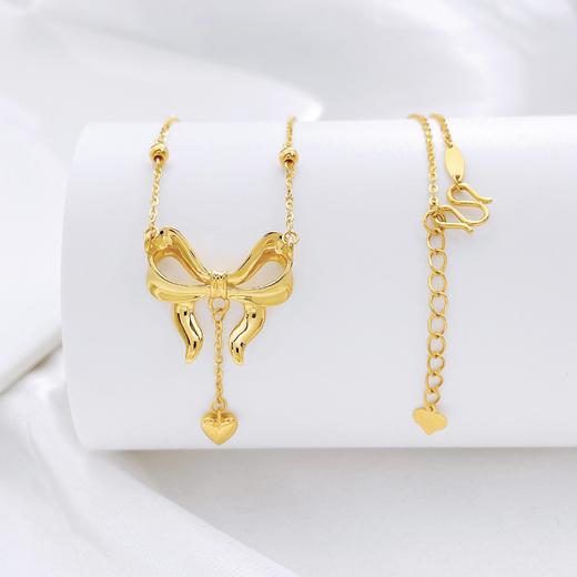 【限时克减150元】足金999 #在逃公主 5G黄金调节间珠爱心蝴蝶结套链在逃公主套链(AG5GTL00293)（预售产品下单后不退款不退货不换货不补差价 商品图1