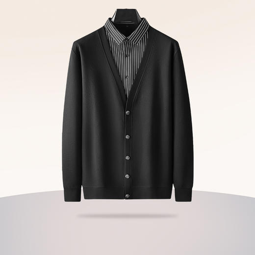 【假两件】【新款DDA】大依优型大码假两件长袖开衫T恤衬衫领加肥加大肥佬休闲商务宽松透气上衣打底 商品图0