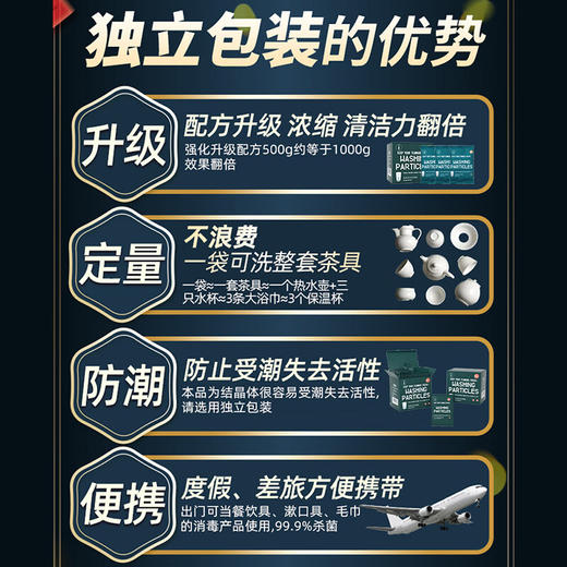 【inwejia茶具清洁颗粒】开启健康茶道！深层洁净，除菌去味！免刷自洁，快速渗透，瓦解污垢！不添加香精、荧光剂，更安全放心！轻松去茶渍！15g*15块！【QJ-J仓】 商品图5