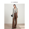 西嘉C+IMPRESS/西嘉人字纹休闲裤女士直筒宽松复古静奢风裤子KZ2401013 商品缩略图2
