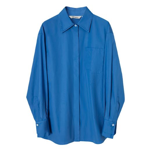 西嘉C+IMPRESS/西嘉蓝色春日衬衫女双层领设计宽松长绒棉复古别致上衣CS2401008 商品图4