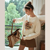 OLrain欧芮儿杏色圆领卫衣女早春2024年新款百搭宽松休闲刺绣上衣 商品缩略图1