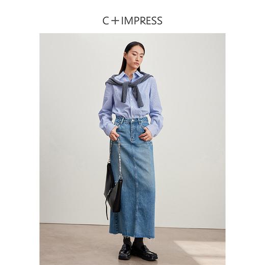 西嘉C+IMPRESS/西嘉直筒牛仔半身裙女气质复古后开衩今年流行爆款半裙BQ2301014 商品图2