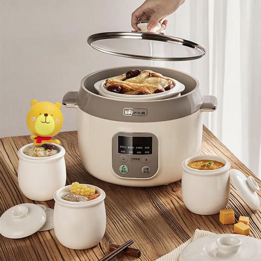 小熊（Bear） 电炖锅电炖盅 家用白瓷隔水炖盅 煲汤燕窝熬粥锅迷你2.5L陶瓷电砂锅婴儿辅食煮粥锅 DDZ-C25K1【无蒸笼 一盅四胆】 商品图0