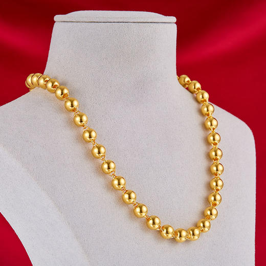 【限时克减150元】足金999.9 全光珠项链（光珠约7.1-7.5mm）佛珠项链(XL00003-06)（预售产品下单后不退款不退货不换货不补差（预售产品下单后不退款不退货不换货不补差 商品图2