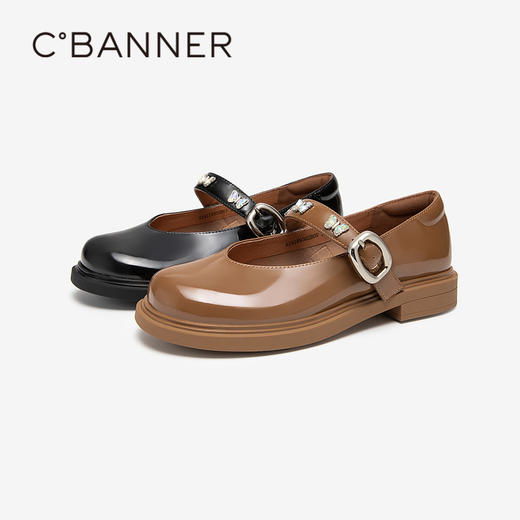 千百度晚晚鞋春季温柔风玛丽珍鞋真皮单鞋女小香风鞋子A24119302 商品图1