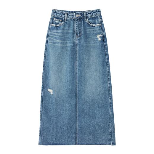 西嘉C+IMPRESS/西嘉直筒牛仔半身裙女气质复古后开衩今年流行爆款半裙BQ2301014 商品图4