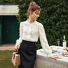 OLrain欧芮儿法式蕾丝雪纺衫女春季2024新款浪漫荷叶边长袖衬衫 商品缩略图1