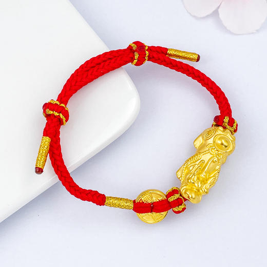 【限时克减150元】足金 3D硬金铜钱貔貅红绳调节成品手串(AA3DSC00301)（预售产品下单后不退款不退货不换货不补差价）（预售产品下单后不退款不退货不换货不补差价） 商品图2