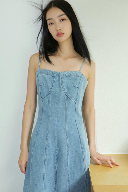 牛仔开衩吊带裙 商品图1