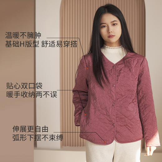 金三塔桑蚕丝填充 真丝保暖长袖棉袄女 丝绵绗缝上衣 外套   NSFDD737 商品图2