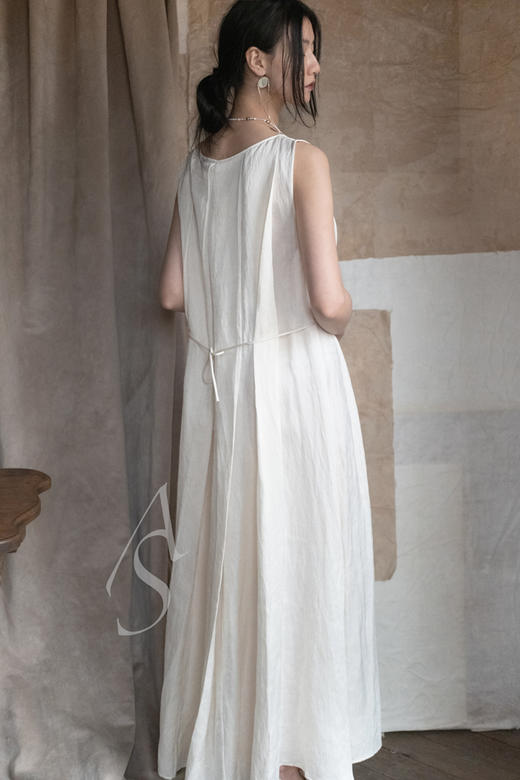 Ruohan 奶白色大百褶连衣裙 商品图2