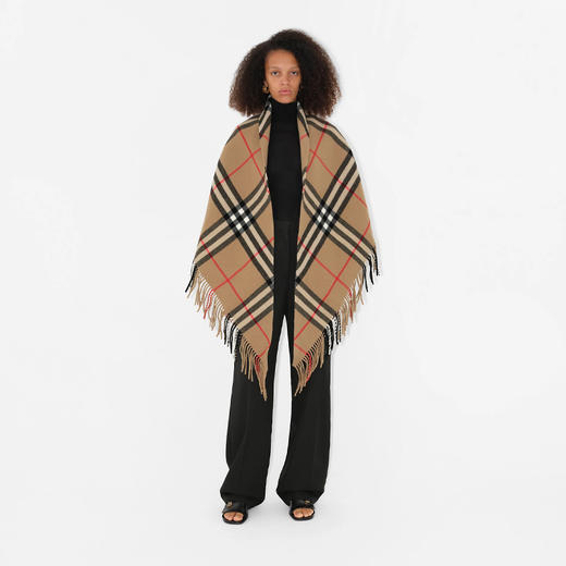 BURBERRY 巴宝莉 女士格纹羊毛斗篷披肩 格子 8075935 A7026 商品图1