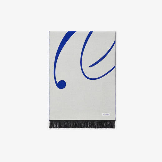 【二】BURBERRY 巴宝莉 女士徽标装饰丝毛混纺围巾 蓝色 8079174 B7323 商品图1