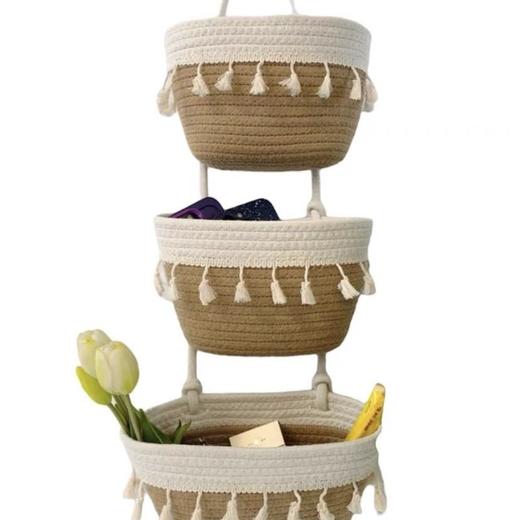 可爱圣诞树创意储物手工家用三连挂门后装饰口罩钥匙流苏三层挂篮 商品图6