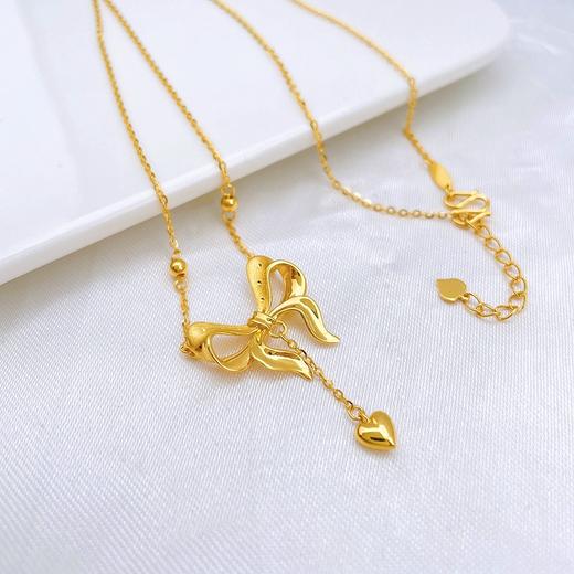 【限时克减150元】足金999 #在逃公主 5G黄金调节间珠爱心蝴蝶结套链在逃公主套链(AG5GTL00293)（预售产品下单后不退款不退货不换货不补差价 商品图3
