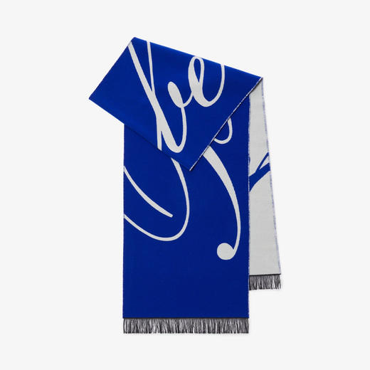 【二】BURBERRY 巴宝莉 女士徽标装饰丝毛混纺围巾 蓝色 8079174 B7323 商品图0