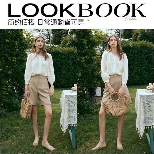 OLrain欧芮儿米白色雪纺衫女早春2024新款设计感气质蕾丝衬衣上衣 商品图4