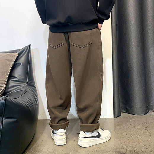 徐太浪冬季厚款休闲裤男士潮牌宽松直筒纯色痞帅百搭抽绳运动长裤 商品图6
