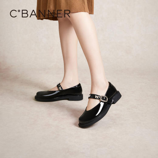 千百度晚晚鞋春季温柔风玛丽珍鞋真皮单鞋女小香风鞋子A24119302 商品图4