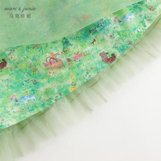 马克珍妮女童娃娃领春日满印网纱连衣裙 儿童裙子春装新款240316 商品图4