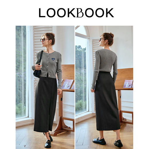 OLrain欧芮儿灰色针织衫女早春2024年新款复古麻花学院风毛开衫 商品图4