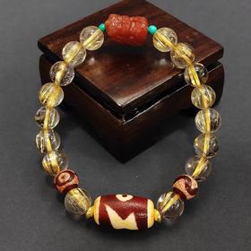 芙蓉石手串红肉闪电五眼度母钛晶手串