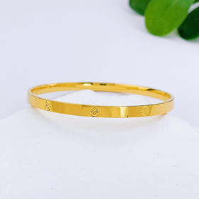 【限时克减150元】足金999.9实心固口镜面金螺丝纹手镯米字纹手镯（面宽约3.8-4.2mm，厚度约1.5mm）(ANWZSZ00014-2)（预售产品下单后不退款不退货不换货不补差价）