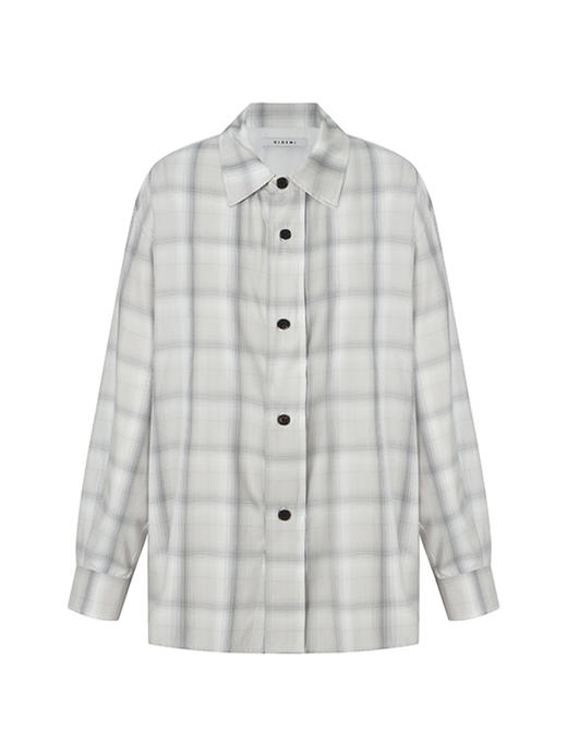 HIDEMI 浅灰系格纹口袋廓形极简宽松版衬衫 商品图8