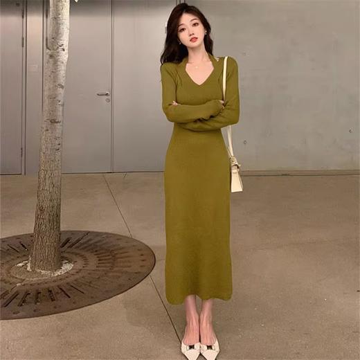 2025年春装【新款针织连衣裙子 女茶歇法式】打底毛衣 包臀修身 针织衫长裙 商品图7