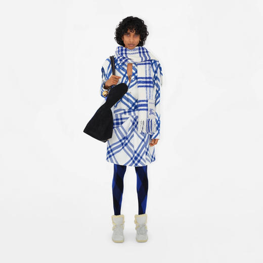 【二】BURBERRY 巴宝莉 女士马术骑士徽标贴花格纹羊毛围巾 格子 8079267 B7323 商品图2