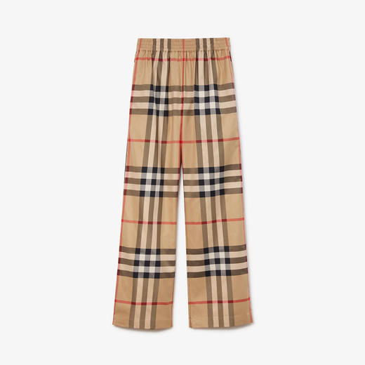 【一】BURBERRY 巴宝莉 女士格纹棉质斜纹休闲长裤 格子 8071101 A7028 商品图0