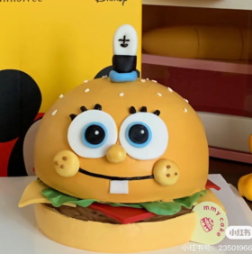 【臻品系列】---加高胚立体【汉堡海绵宝宝】蛋糕