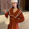 2025新款【春秋女装连衣裙 设计感双层海军领】灯芯绒 收腰显瘦 a字裙 商品缩略图0
