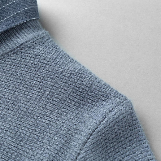 27DKXM7932A【华夫格】罗蒙假两件针织衫男春秋衬衫男长袖毛衣男士针织衫男式毛衣 商品图6