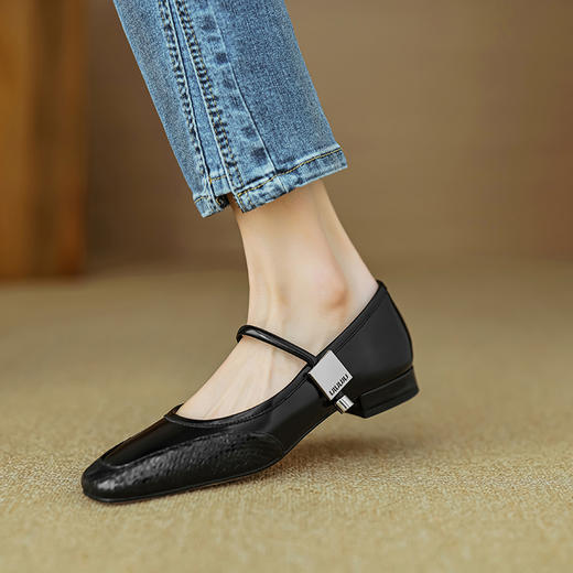 春季新款，真皮拼色浅口低跟单鞋HB-1021 商品图7