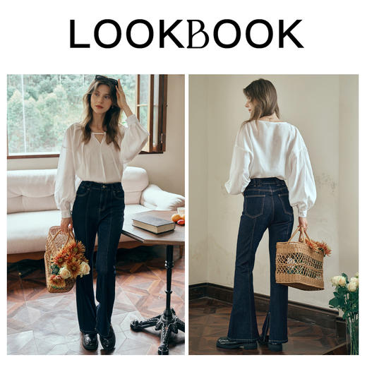 OLrain欧芮儿米白色蕾丝雪纺衫女初秋2023新款法式宽松灯笼袖小衫 商品图4