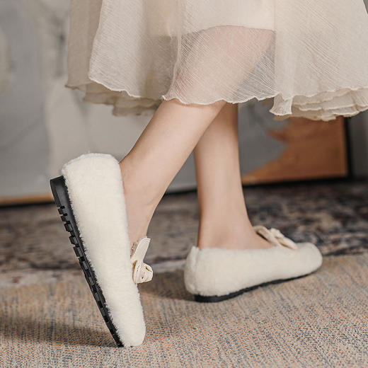 羊羔毛加绒豆豆鞋厚底一脚蹬毛毛鞋 商品图1