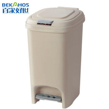百家好世家用垃圾桶按压脚踏翻盖12L奶油白厨房卫生间客厅卧室轻奢垃圾筒 商品图8