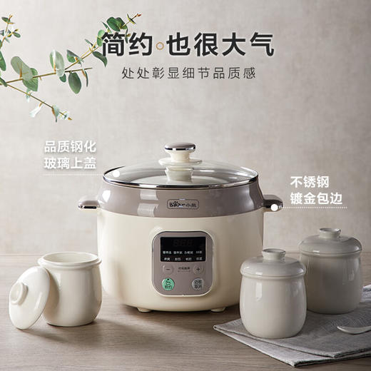 小熊（Bear） 电炖锅电炖盅 家用白瓷隔水炖盅 煲汤燕窝熬粥锅迷你2.5L陶瓷电砂锅婴儿辅食煮粥锅 DDZ-C25K1【无蒸笼 一盅四胆】 商品图1