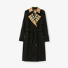 【一】BURBERRY 巴宝莉 女士长款格纹衣领嘎巴甸 Trench 风衣 黑色 8076362 A1189 商品缩略图0