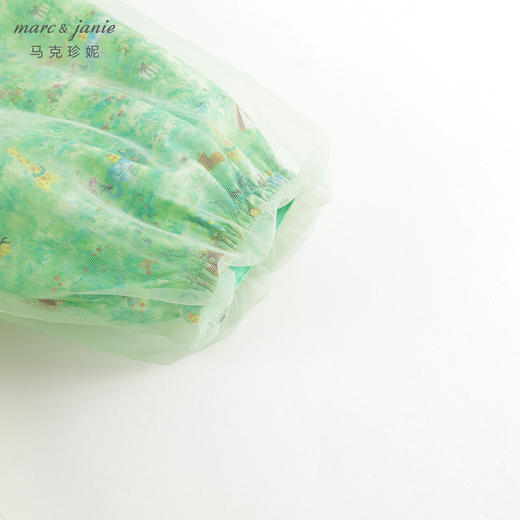 马克珍妮女童娃娃领春日满印网纱连衣裙 儿童裙子春装新款240316 商品图3