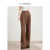 西嘉C+IMPRESS/西嘉人字纹休闲裤女士直筒宽松复古静奢风裤子KZ2401013 商品缩略图0